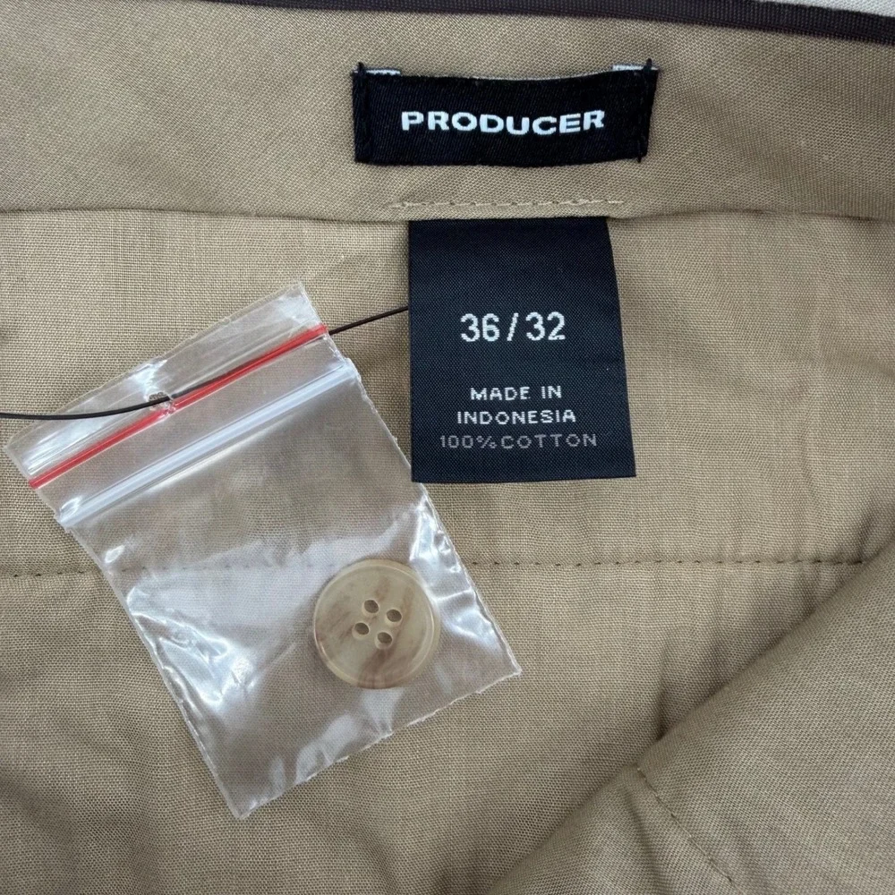 Express Pants Mens 36x32 Tan Pinstripe The Producer Modern Fit Cotton‎ Trousers